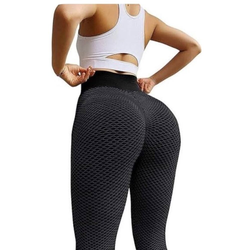 Vital TT Tik Tok Yoga Leggings Size XL Booty Lifting High-Waisted Black & Gray T